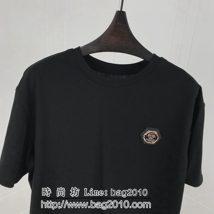 PP 19ss早春新款 後背3種不同顏色的燙鑽 絲光棉短袖 男女同款 ydi1981